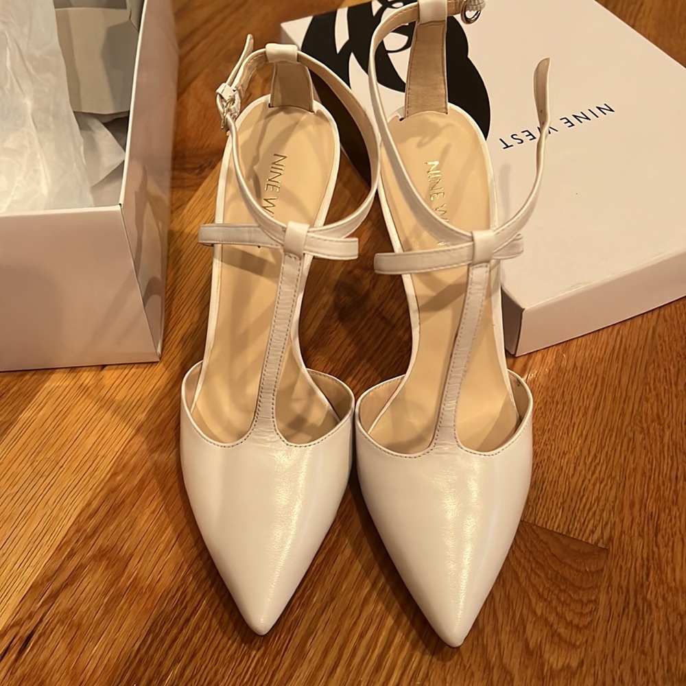 Nine West NWOT nwtixilated 7 M heel white leather - Picture 6 of 6